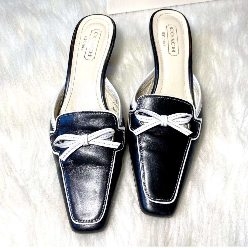 Coach Slides Kitten Heel Loafers Womens Shoes Leather Flats Marielle Size 7